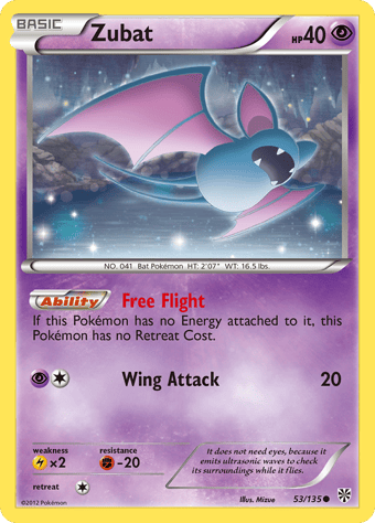 Zubat Plasma Storm Pokemon Card