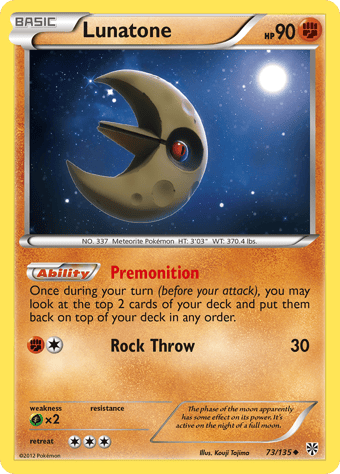 Lunatone Plasma Storm Pokemon Card