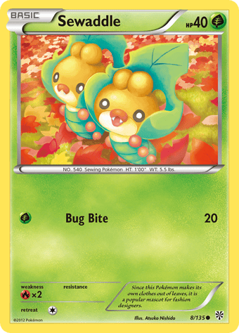 Sewaddle Plasma Storm Pokemon Card