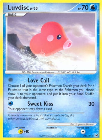Luvdisc Platinum Pokemon Card
