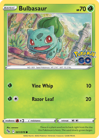 Bulbasaur Pokemon Go Pokemon Card