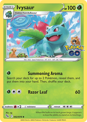 Ivysaur Pokemon Go Pokemon Card