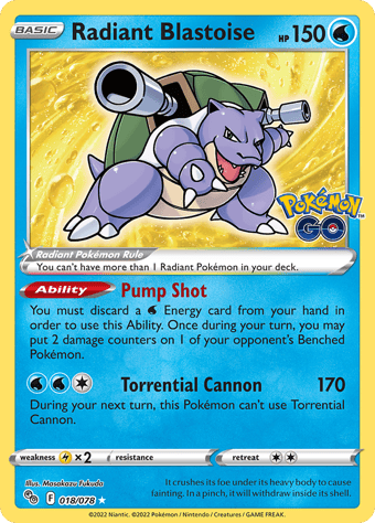 Radiant Blastoise Pokemon Go Pokemon Card