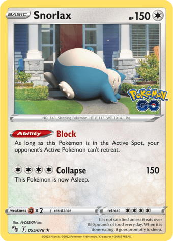 Snorlax Pokemon Go Pokemon Card