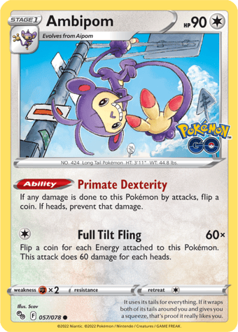 Ambipom Pokemon Go Pokemon Card