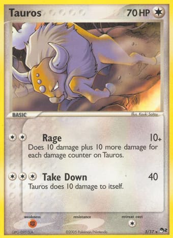 Tauros POP Series 2 Pokemon Card