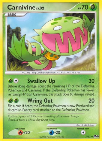 Carnivine POP Series 8 Pokemon Card