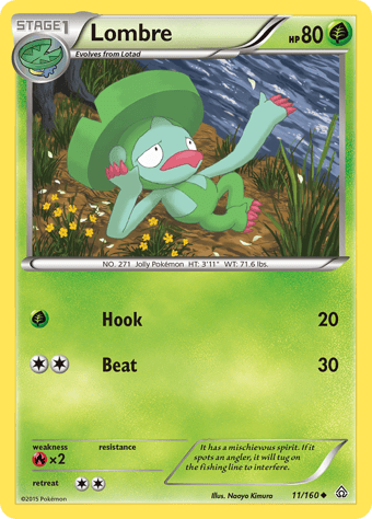 Lombre Primal Clash Pokemon Card
