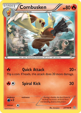 Combusken Primal Clash Pokemon Card