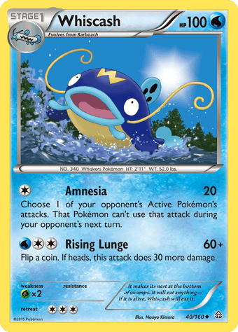 Whiscash Primal Clash Pokemon Card