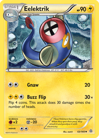 Eelektrik Primal Clash Pokemon Card