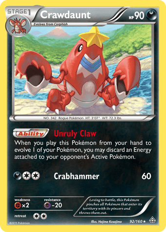 Crawdaunt Primal Clash Pokemon Card