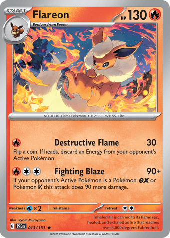 Flareon Prismatic Evolutions Pokemon Card Flareon Prismatic Evolutions Pokemon Card