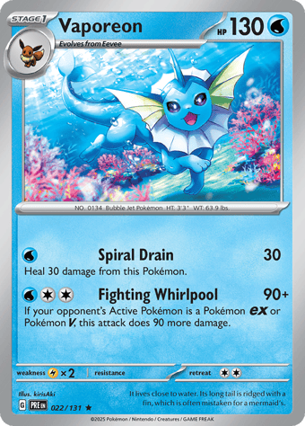 Vaporeon Prismatic Evolutions Pokemon Card
