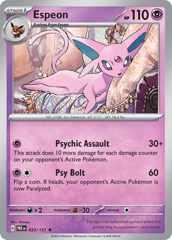 Espeon Prismatic Evolutions Pokemon Card Espeon Prismatic Evolutions Pokemon Card