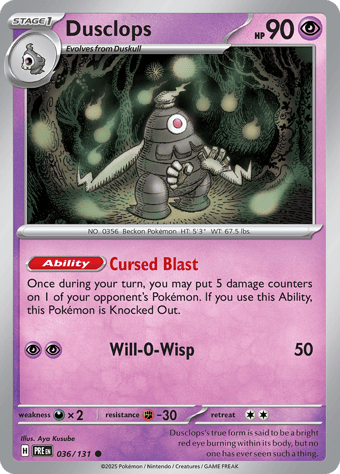 Dusclops Prismatic Evolutions Pokemon Card