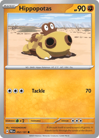 Hippopotas Prismatic Evolutions Pokemon Card Hippopotas Prismatic Evolutions Pokemon Card