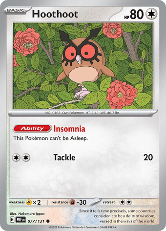 Hoothoot Prismatic Evolutions Pokemon Card
