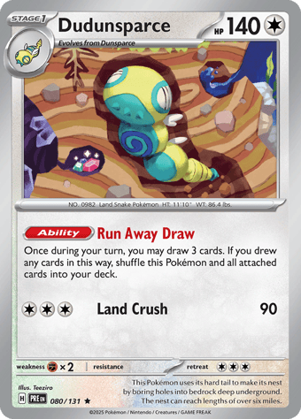 Dudunsparce Prismatic Evolutions Pokemon Card Dudunsparce Prismatic Evolutions Pokemon Card