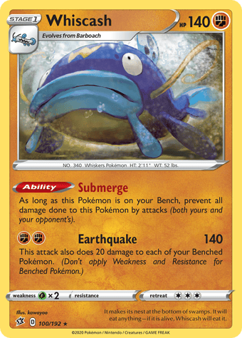 Whiscash Rebel Clash Pokemon Card