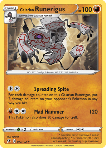 Galarian Runerigus Rebel Clash Pokemon Card