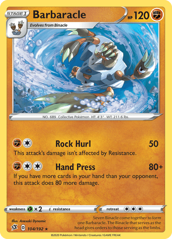 Barbaracle Rebel Clash Pokemon Card