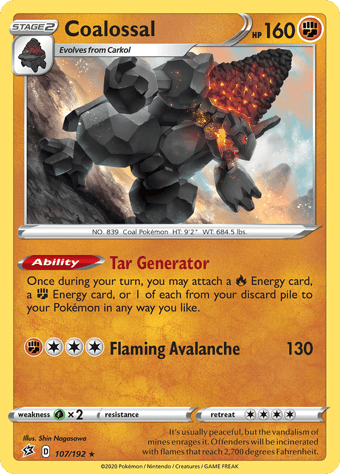 Coalossal Rebel Clash Pokemon Card