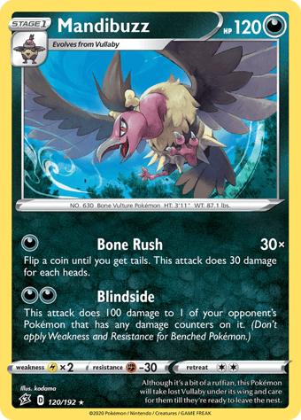 Mandibuzz Rebel Clash Pokemon Card