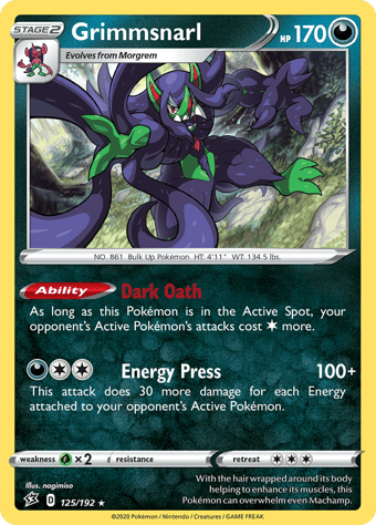 Grimmsnarl Rebel Clash Pokemon Card