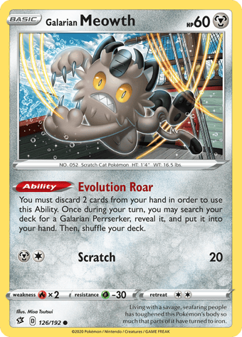 Galarian Meowth Rebel Clash Pokemon Card