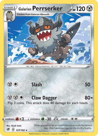 Galarian Perrserker Rebel Clash Pokemon Card