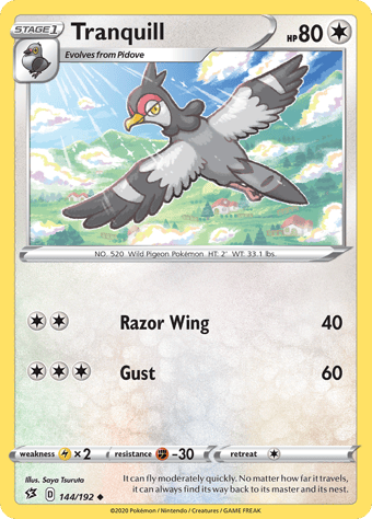 Tranquill Rebel Clash Pokemon Card