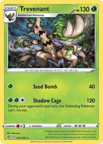Trevenant Rebel Clash Pokemon Card