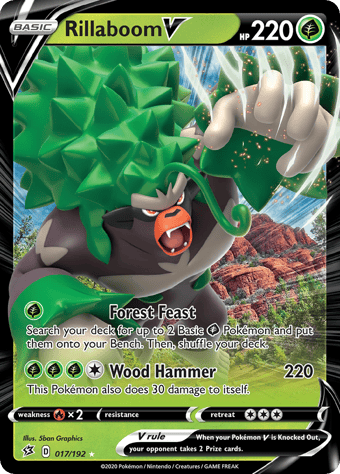 Rillaboom V Rebel Clash Pokemon Card