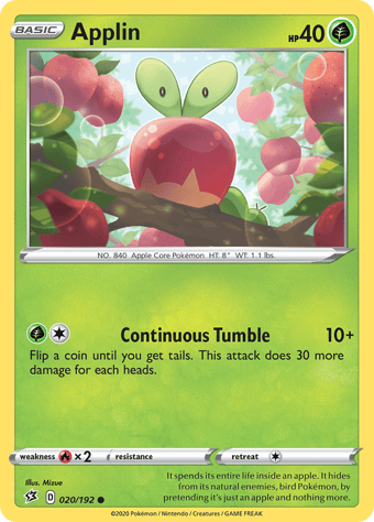 Applin Rebel Clash Pokemon Card