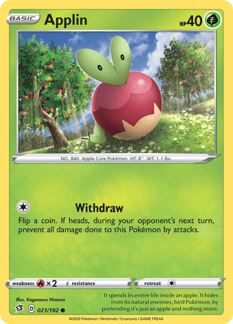 Applin Rebel Clash Pokemon Card