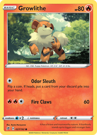 Growlithe Rebel Clash Pokemon Card
