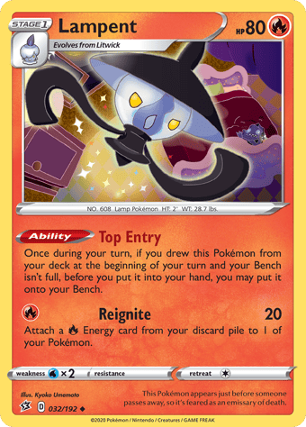 Lampent Rebel Clash Pokemon Card