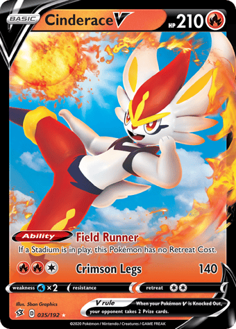Cinderace V Rebel Clash Pokemon Card