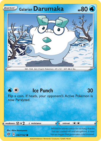 Galarian Darumaka Rebel Clash Pokemon Card