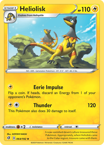 Heliolisk Rebel Clash Pokemon Card