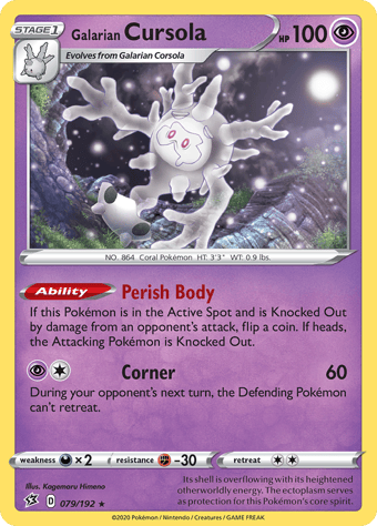Galarian Cursola Rebel Clash Pokemon Card