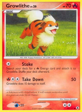 Growlithe Rising Rivals Pokemon Card