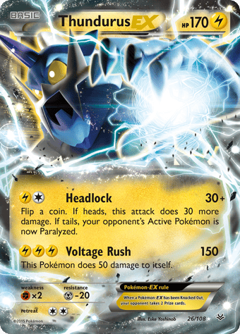 Thundurus-EX Roaring Skies Pokemon Card