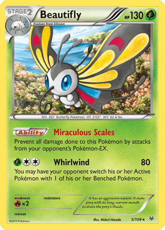 Beautifly Roaring Skies Pokemon Card