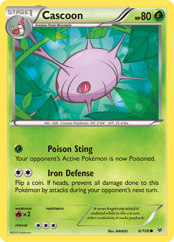 Cascoon Roaring Skies Pokemon Card