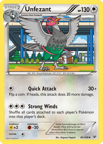 Unfezant Roaring Skies Pokemon Card