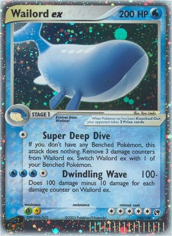 Wailord ex EX Sandstorm Pokemon Card