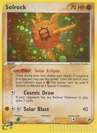 Solrock EX Sandstorm Pokemon Card