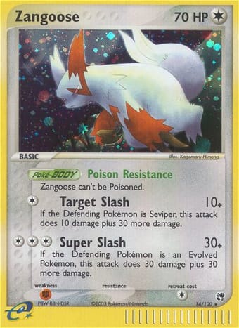 Zangoose EX Sandstorm Pokemon Card